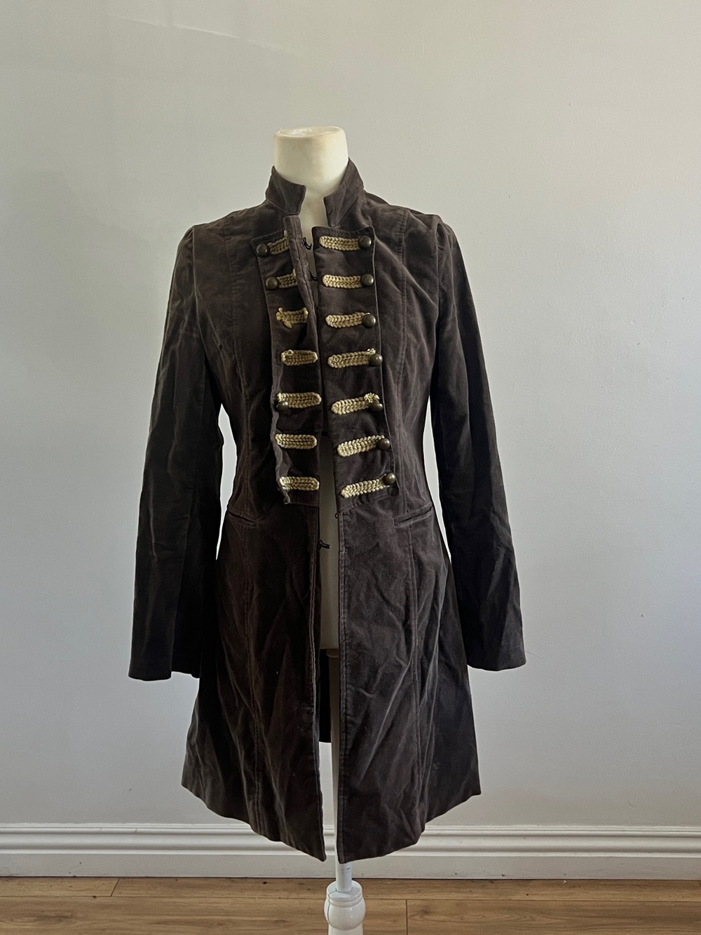 Tealf Vintage Military with Gold Braid, Boho Edgy Themed Goth Punk Rockstar